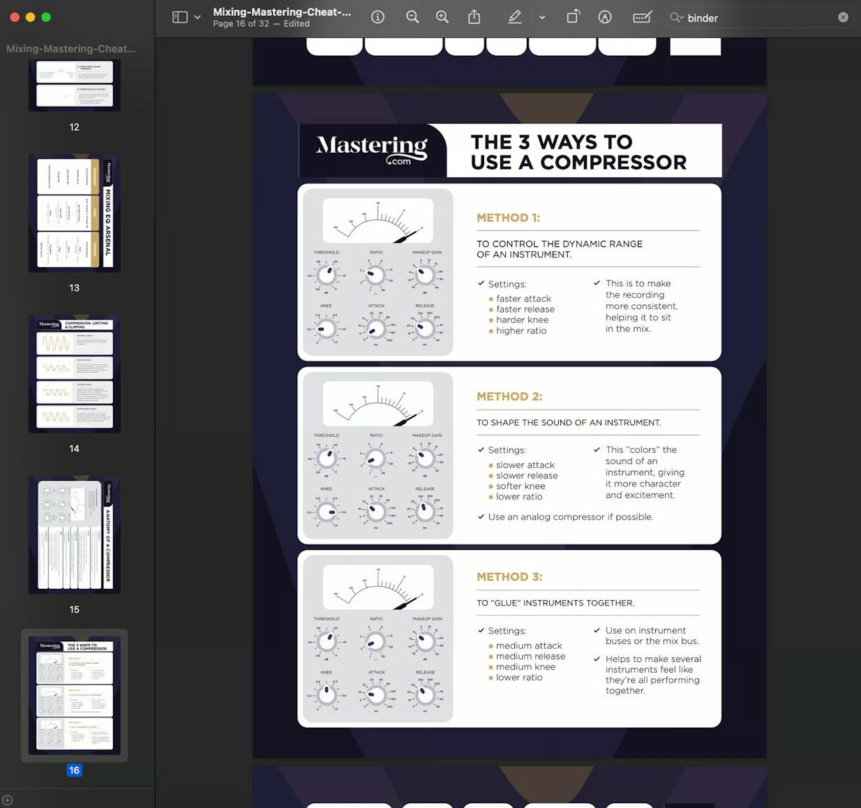 Mixing & Mastering Cheat Sheet Binder (Digital) view 3