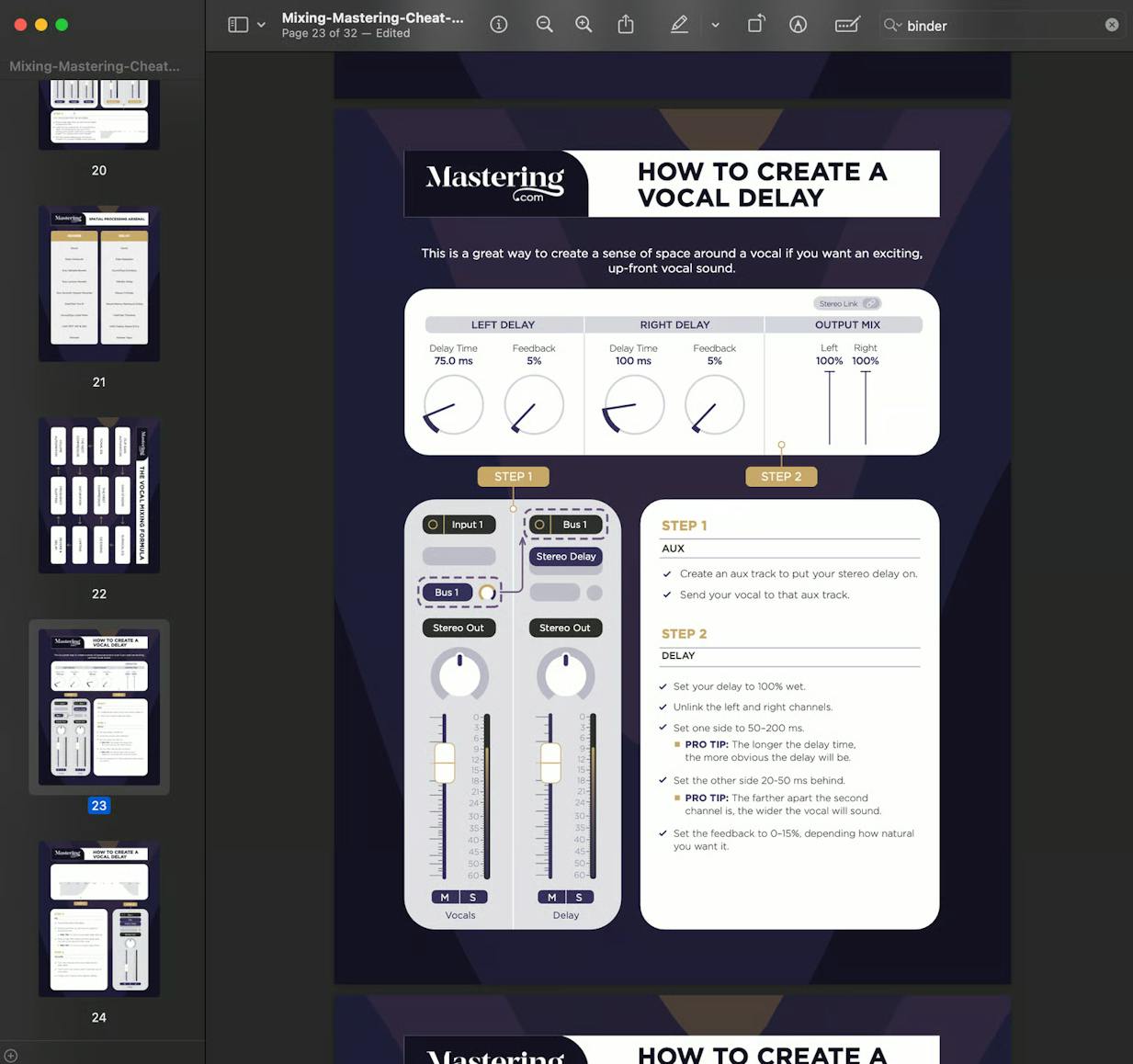 Mixing & Mastering Cheat Sheet Binder (Digital) view 2